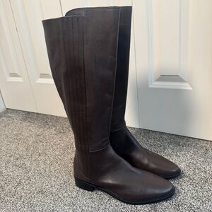 Calvin Klein Boots Finley Leather Closed Toe High Coffee Bean SZ 9.5 SH29